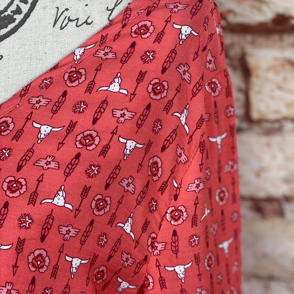 ❌NWT Hippie Indie Bohemian Red Rose Blouson Dress - Picture 9 of 14